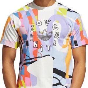 Adidas Love Unites Graphic T-Shirt Colorful Indie Streetwear Art Tee Size Small